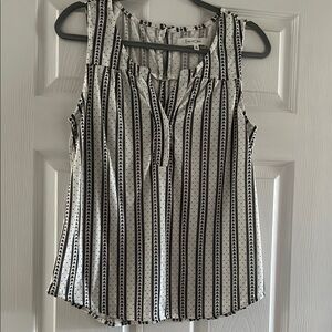Black and White Striped Sleeveless Top